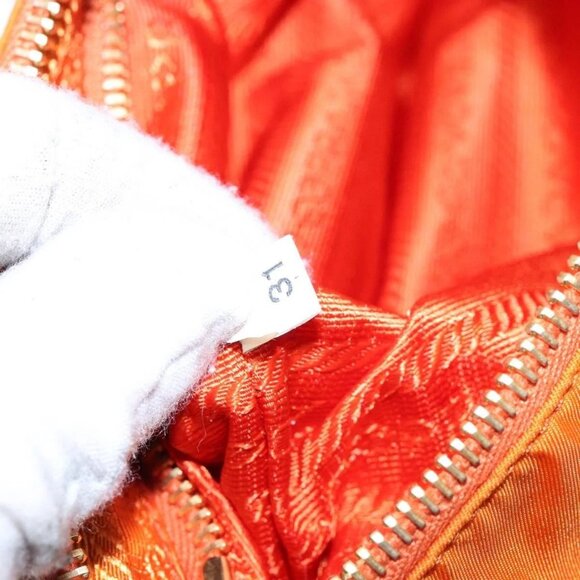 PRADA Accessory Pouch Nylon Orange Gold Auth 139357 - Picture 12 of 16